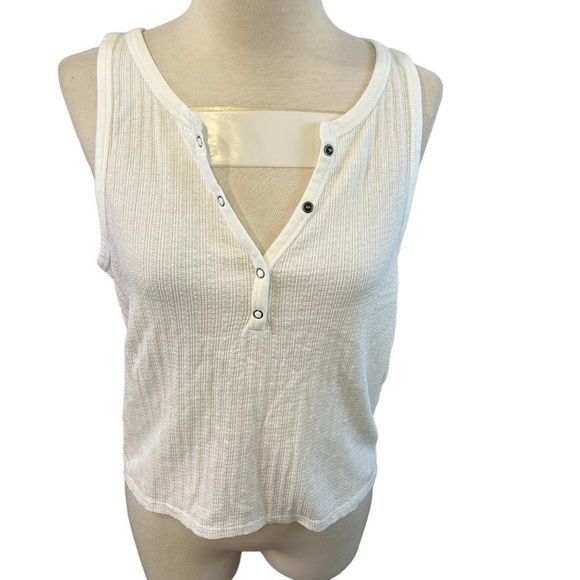 NWOT BP Rib Henley Tank in White (XL) - Picture 14 of 15